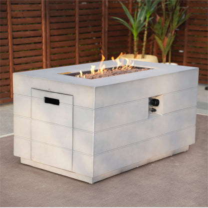 HomeRoots 28" Gray Aluminum Natural gas Rectangular Fire pit table With Cover