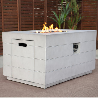 HomeRoots 28" Gray Aluminum Natural gas Rectangular Fire pit table With Cover