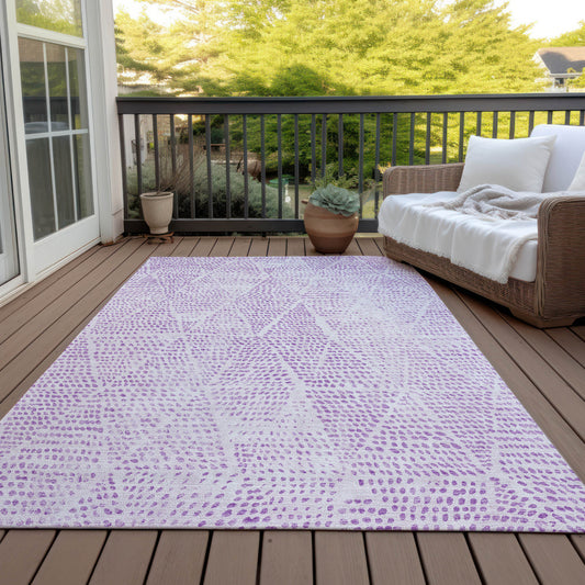 HomeRoots  Purple Geometric Washable Non Skid Indoor Outdoor Area Rug