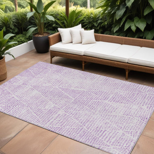 HomeRoots  Purple Geometric Washable Non Skid Indoor Outdoor Area Rug