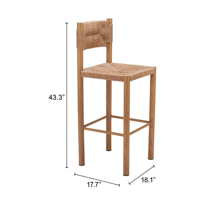 Zuo Outdoor Iska Barstool (Set of 2) Natural