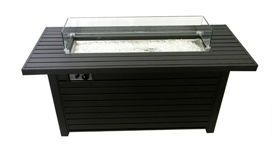 AZ Patio Black Mocha Finish Aluminum Rectangular Fire Pit With Wind Screen AFP-RT-WS