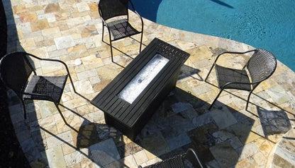 AZ Patio Black Mocha Finish Aluminum Rectangular Fire Pit With Wind Screen AFP-RT-WS