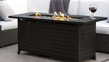 AZ Patio Black Mocha Finish Aluminum Rectangular Fire Pit With Wind Screen AFP-RT-WS