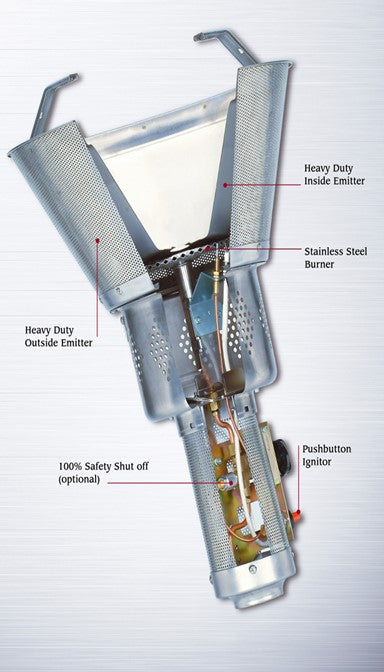 AZ Patio Hiland Tall Commercial Patio Heater 40000 BTUs 37 Shield 304 in Stainless Steel Finish