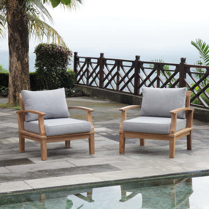 Modway Marina 2 Piece Outdoor Patio Teak Set in Natural White