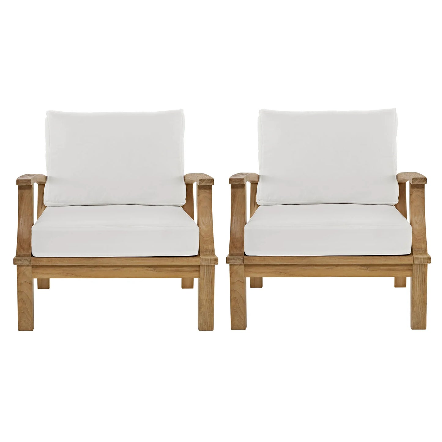 Modway Marina 2 Piece Outdoor Patio Teak Set in Natural White