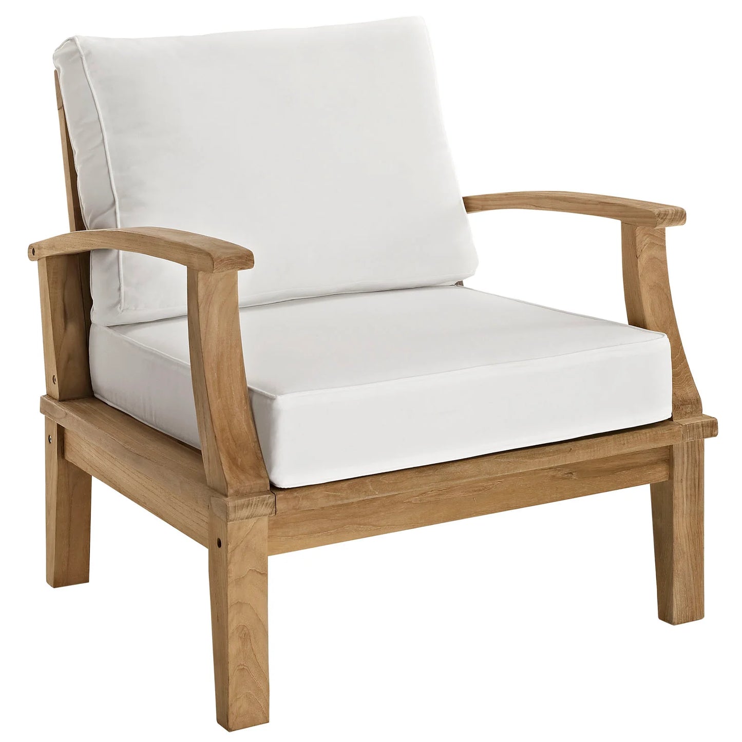 Modway Marina 2 Piece Outdoor Patio Teak Set in Natural White