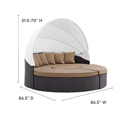 Modway Convene Outdoor Patio Wicker Rattan Canopy Sectional Daybed