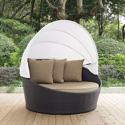 Modway Convene Canopy Outdoor Patio Daybed in Espresso White