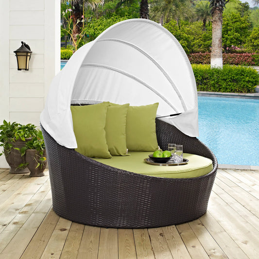 Modway Convene Canopy Outdoor Patio Daybed in Espresso White