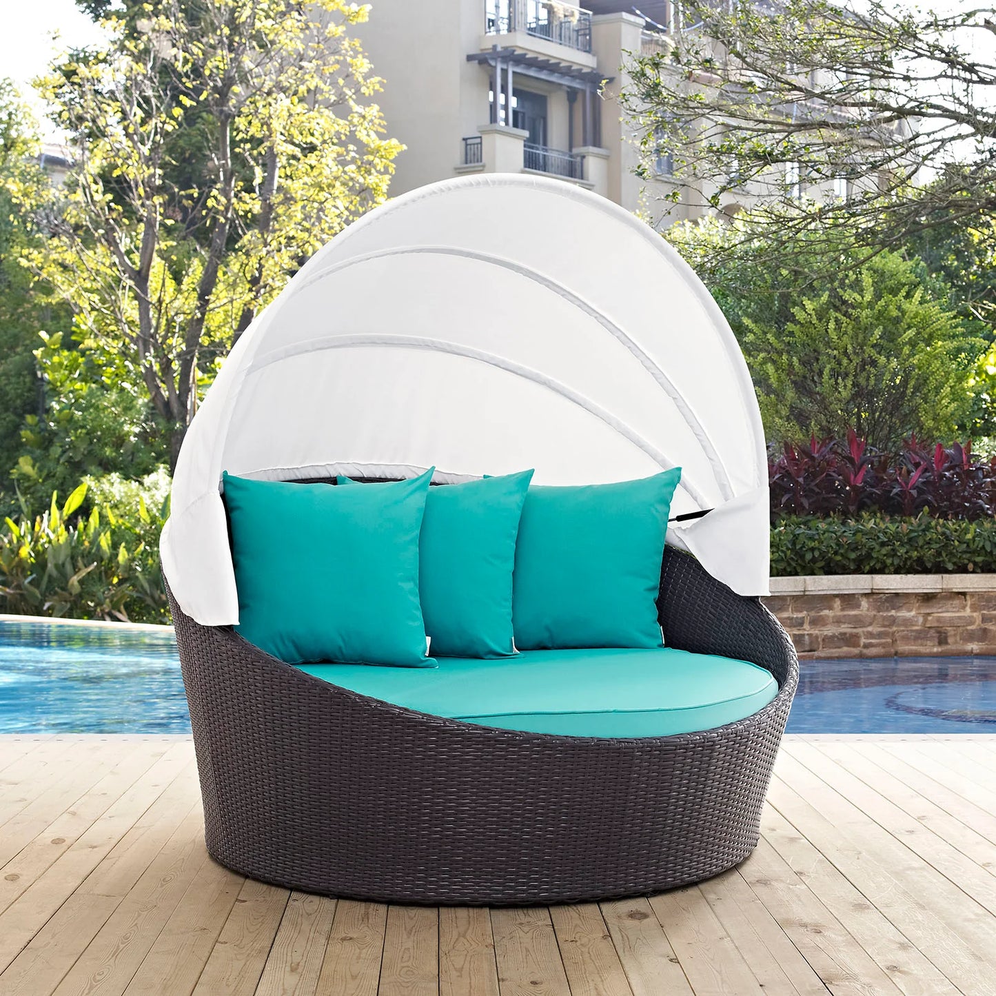 Modway Convene Canopy Outdoor Patio Daybed in Espresso White