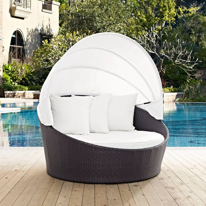 Modway Convene Canopy Outdoor Patio Daybed in Espresso White