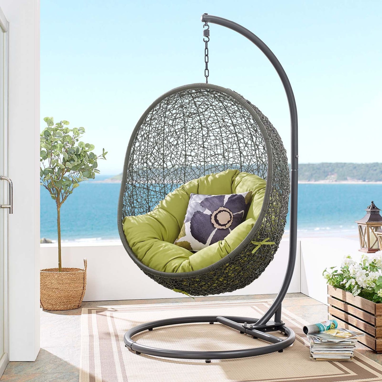 Modway Hide Outdoor Patio Swing Chair with Stand(Gray)