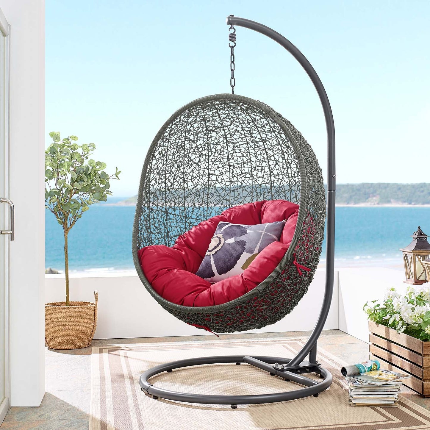 Modway Hide Outdoor Patio Swing Chair with Stand(Gray)