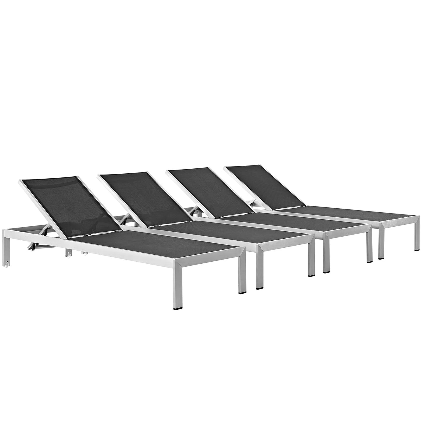 Modway Shore Outdoor Patio Aluminum Chaise Set of 4