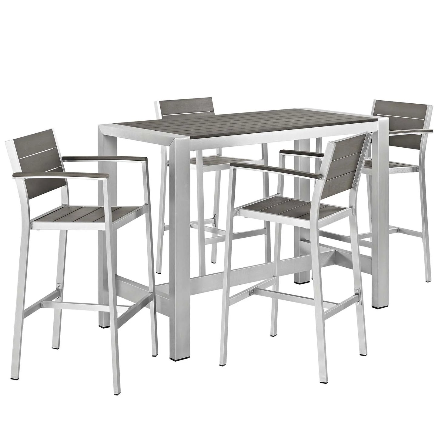 Modway Shore 5 Piece Outdoor Patio Aluminum Dining Set