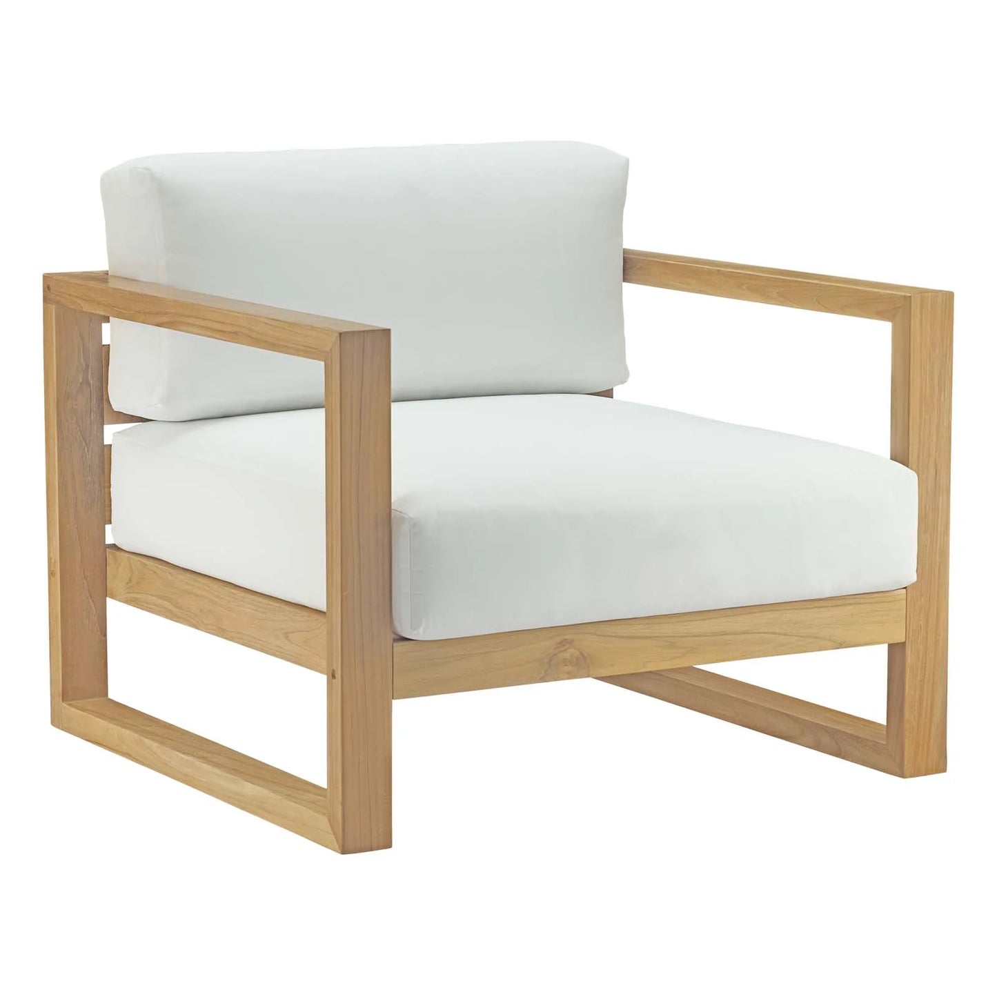 Modway Upland Outdoor Patio Teak Armchair in Natural White