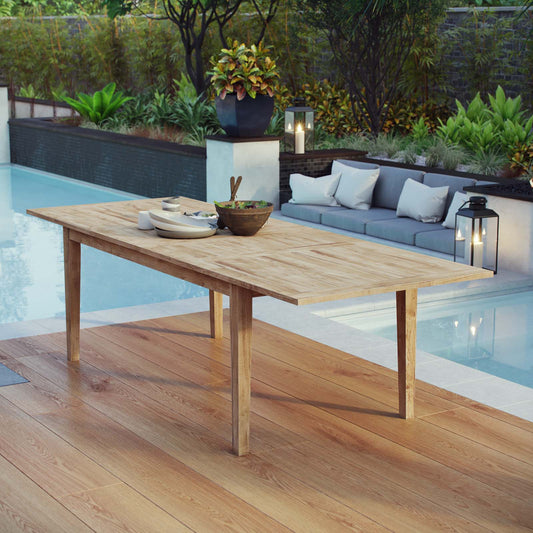 Modway Marina Extendable Outdoor Patio Teak Dining Table in Natural