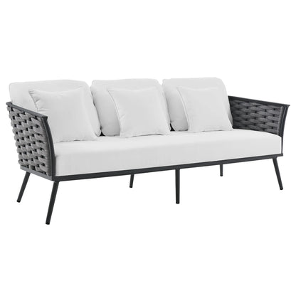 Modway Stance 6 Piece Outdoor Patio Aluminum Sectional Sofa Set in Gray White