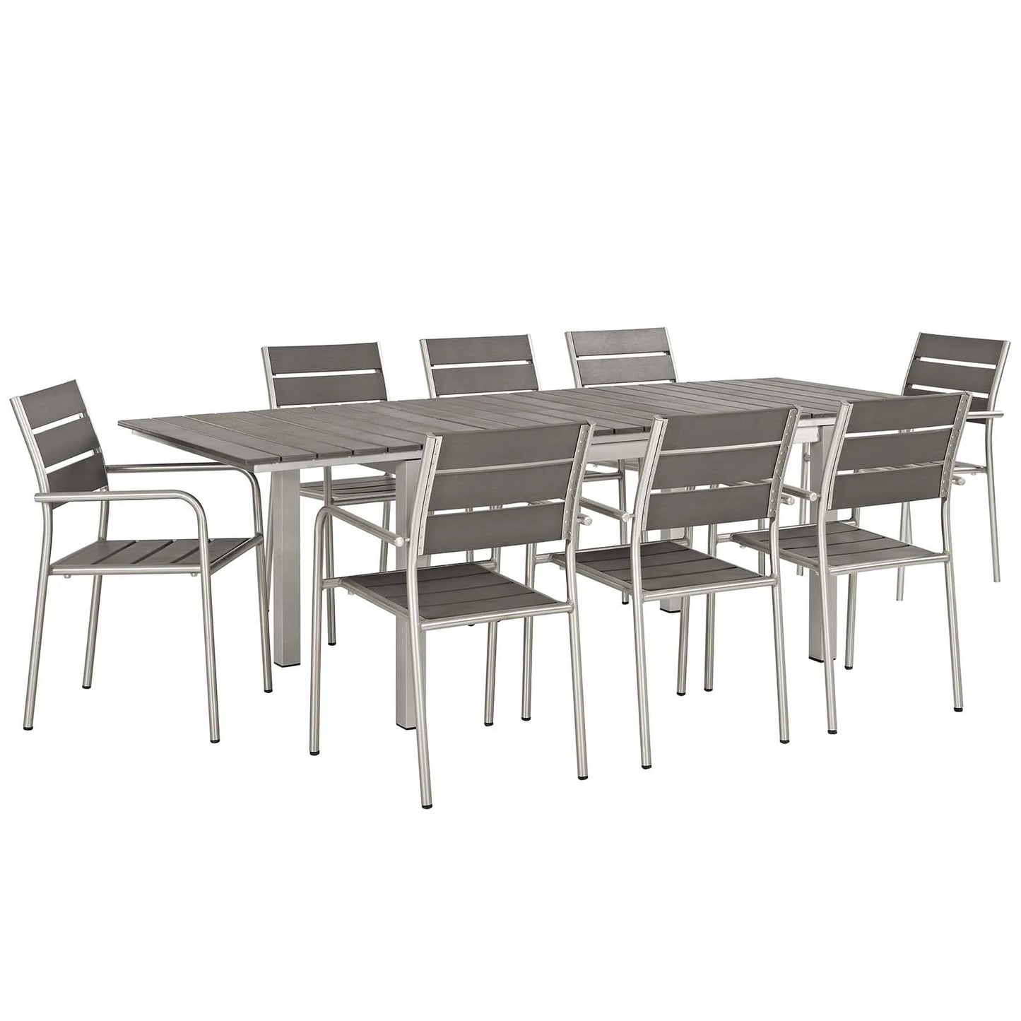 Modway Shore 9 Piece Outdoor Patio Aluminum Dining Set