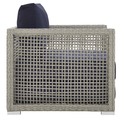 Modway Aura 3 Piece Outdoor Patio Wicker Rattan Set in Gray White