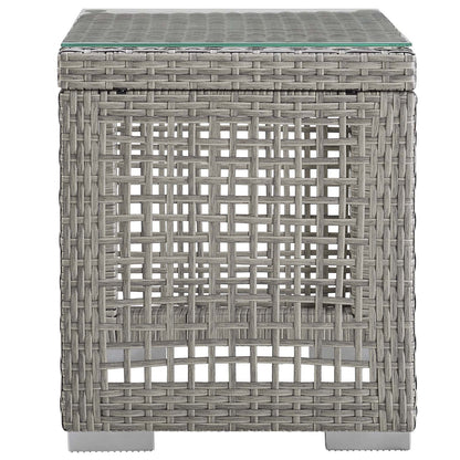 Modway Aura 3 Piece Outdoor Patio Wicker Rattan Set in Gray White