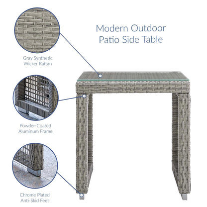 Modway Aura 3 Piece Outdoor Patio Wicker Rattan Set in Gray White