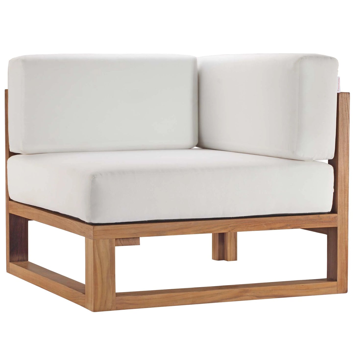 Modway Upland 4-Piece Outdoor Patio Teak Wood Sectional Sofa Set in Natural White