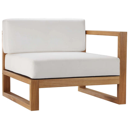 Modway Upland 4-Piece Outdoor Patio Teak Wood Sectional Sofa Set in Natural White