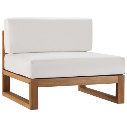 Modway Upland 4-Piece Outdoor Patio Teak Wood Sectional Sofa Set in Natural White