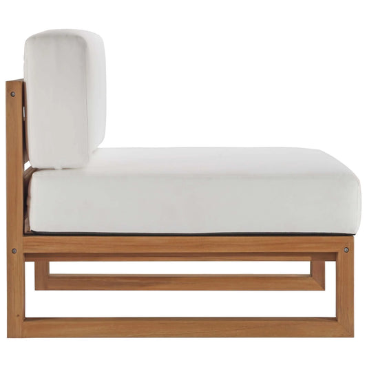 Modway Upland 3-Piece Outdoor Patio Teak Wood Sofa Set in Natural White