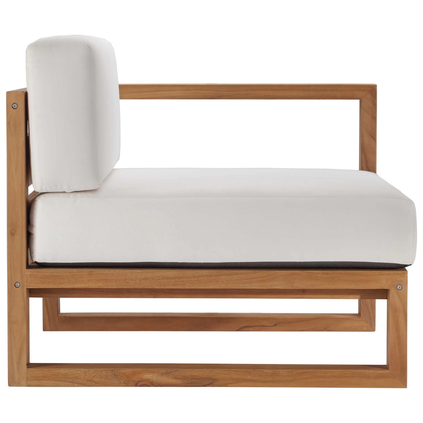 Modway Upland 3-Piece Outdoor Patio Teak Wood Sofa Set in Natural White