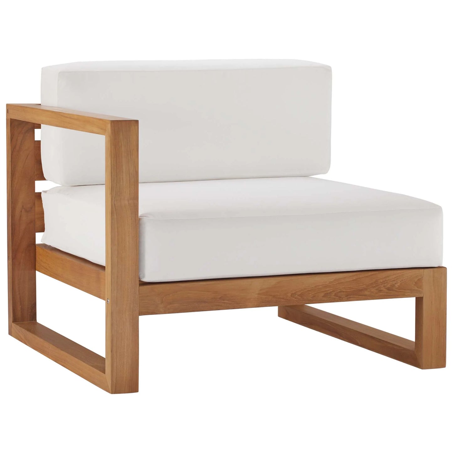 Modway Upland 3-Piece Outdoor Patio Teak Wood Sofa Set in Natural White