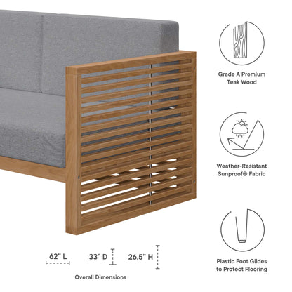 Modway Carlsbad Teak Wood Outdoor Patio Loveseat