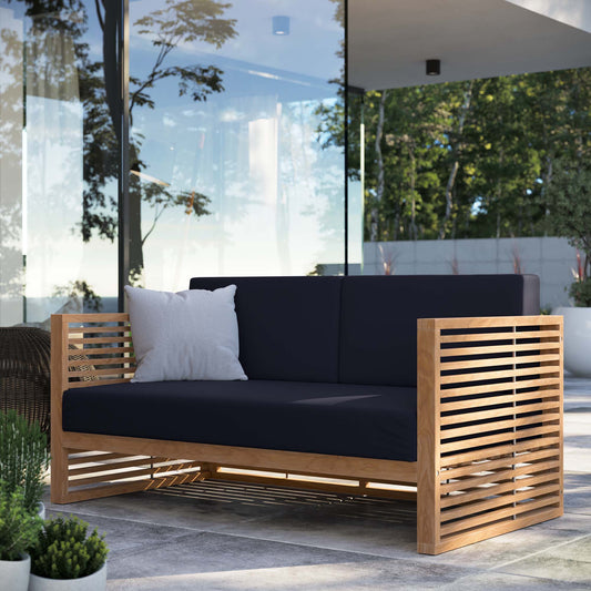 Modway Carlsbad Teak Wood Outdoor Patio Loveseat