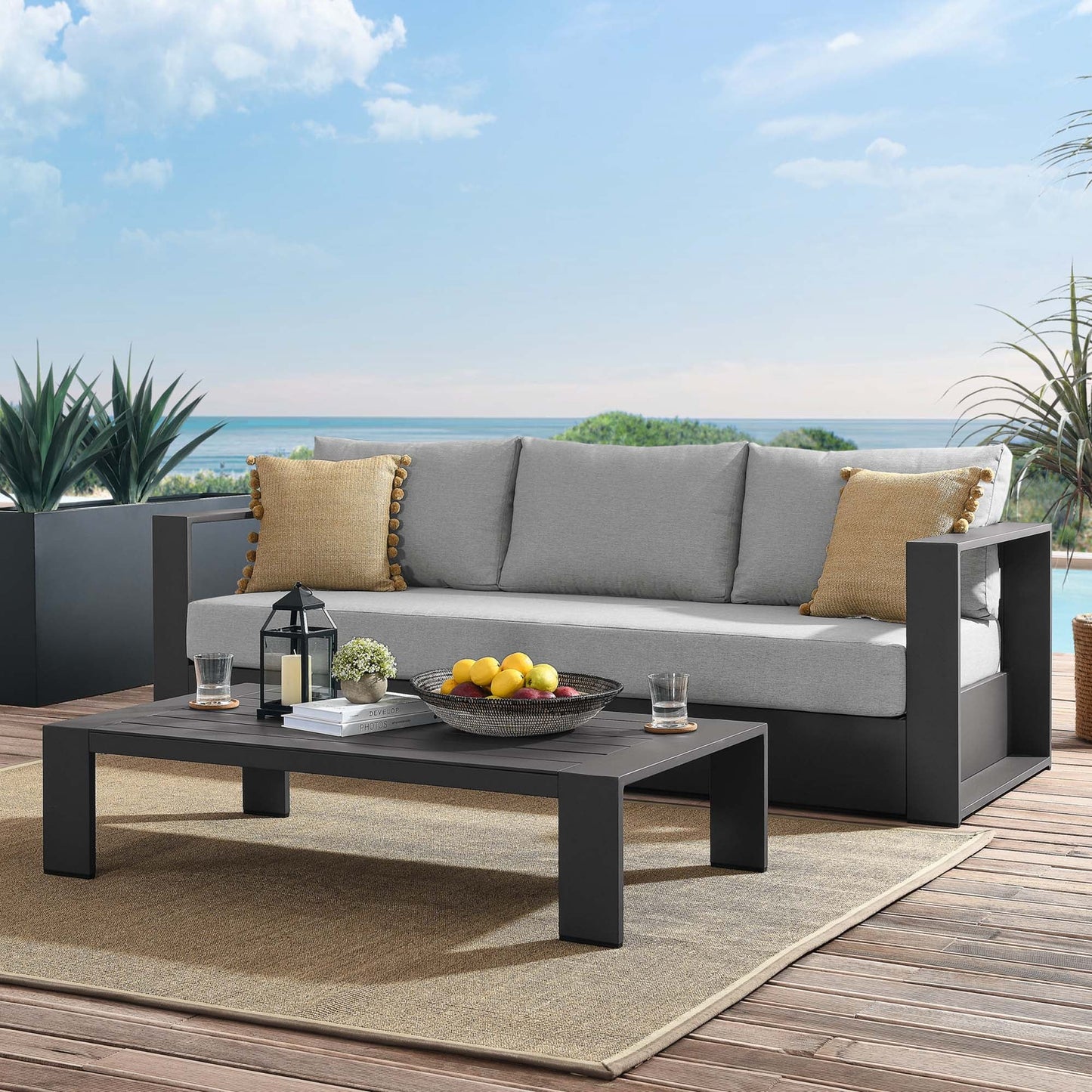 Modway Tahoe 2-Piece Outdoor Patio Powder-Coated Aluminum Set