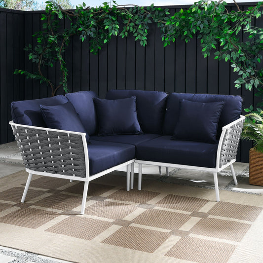 Modway Stance Outdoor Patio Aluminum Small Sectional Sofa