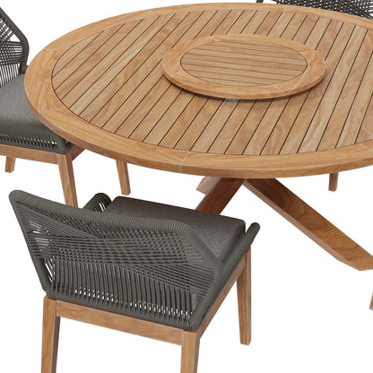 Modway Wellspring 5-Piece Outdoor Patio Teak Wood Dining Set