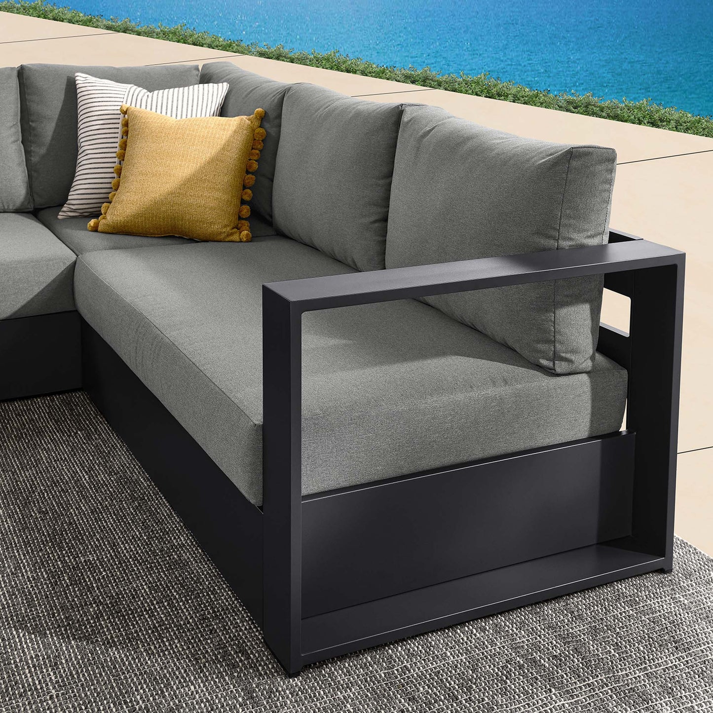 Modway Tahoe 3-Piece Outdoor Patio Powder-Coated Aluminum Sectional Sofa Set