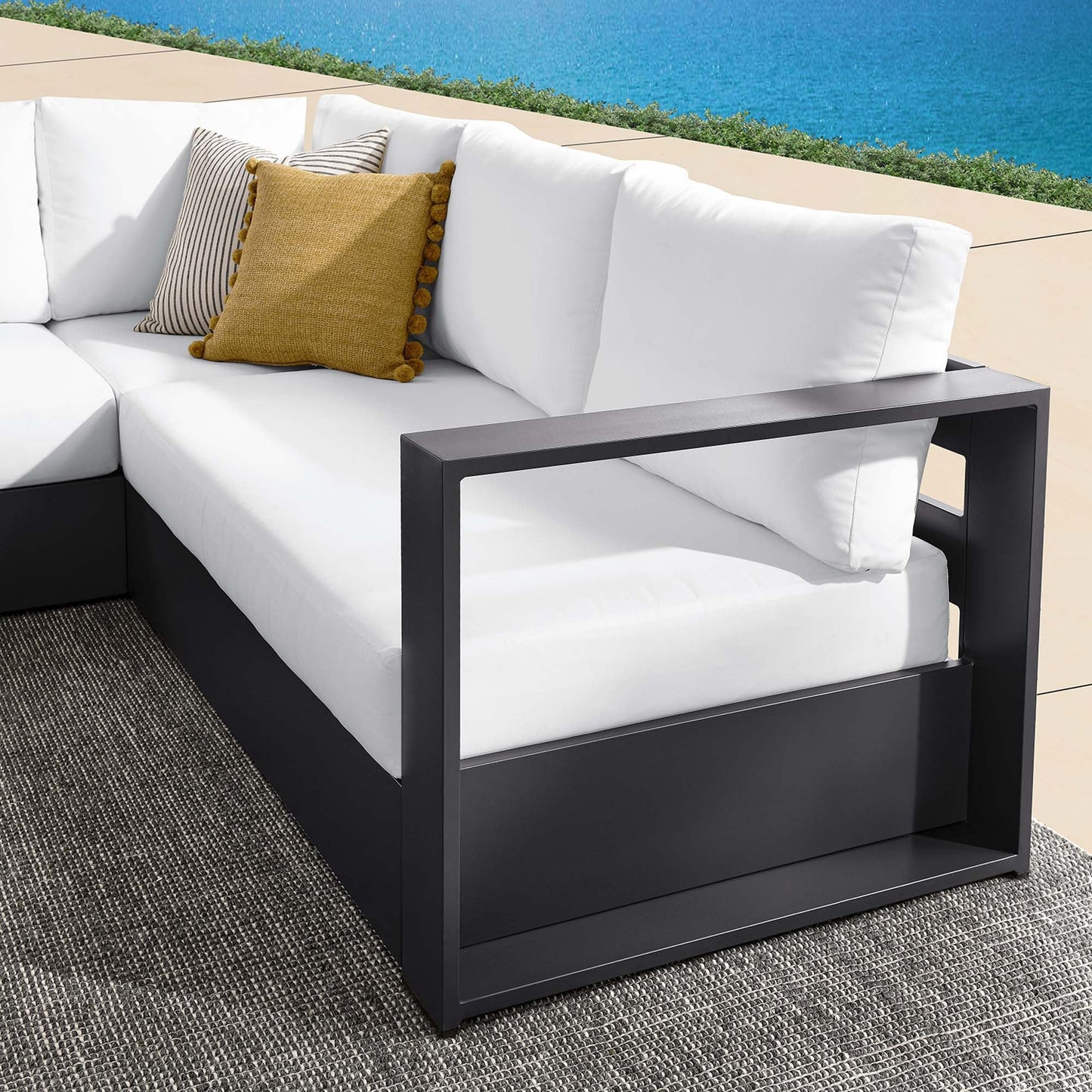 Modway Tahoe 3-Piece Outdoor Patio Powder-Coated Aluminum Sectional Sofa Set