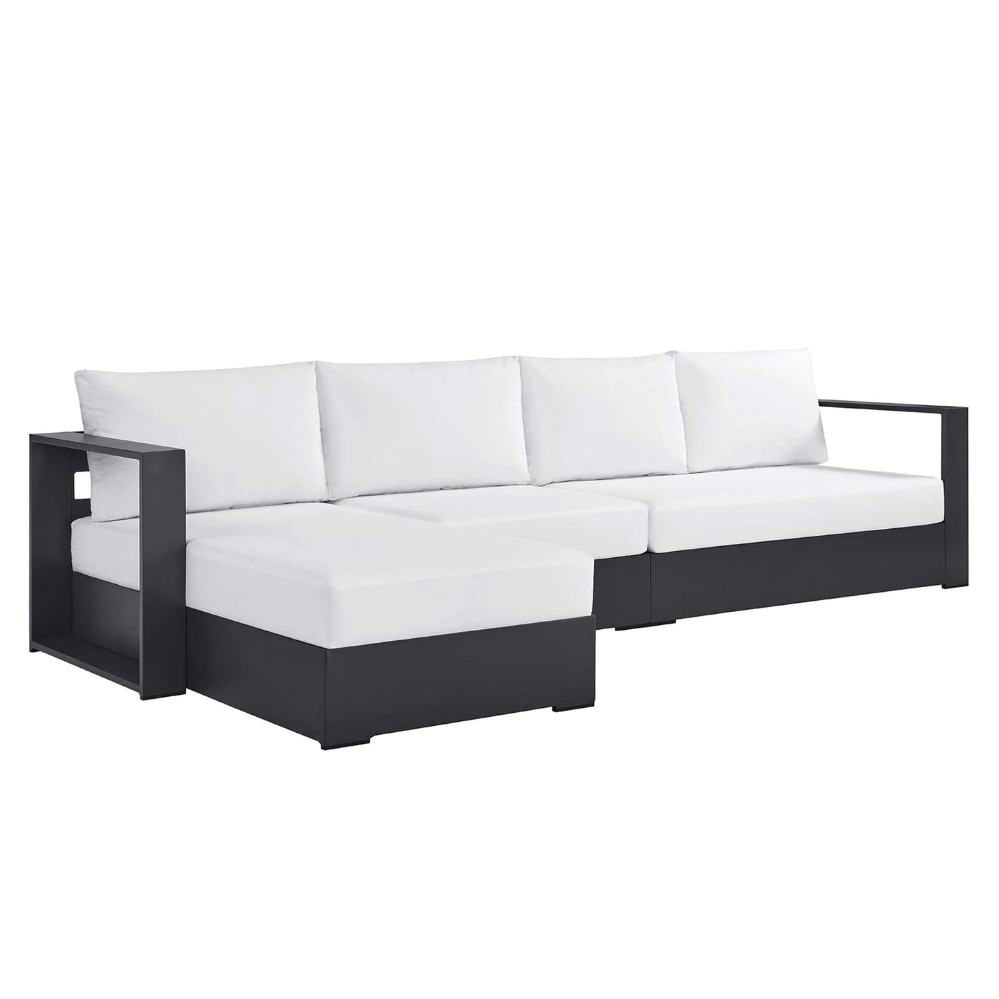 Modway Tahoe 3-Piece Outdoor Patio Powder-Coated Aluminum Left-Facing Chaise Sectional Sofa