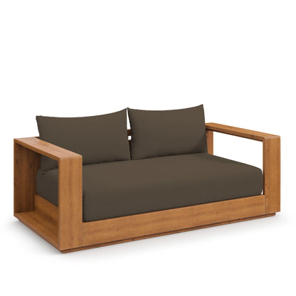 Modway Tahoe Acacia Wood Outdoor Patio Acacia Wood Loveseat in Natural Cocoa