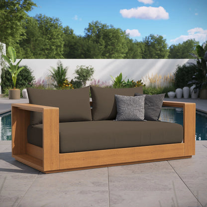 Modway Tahoe Acacia Wood Outdoor Patio Acacia Wood Loveseat in Natural Cocoa