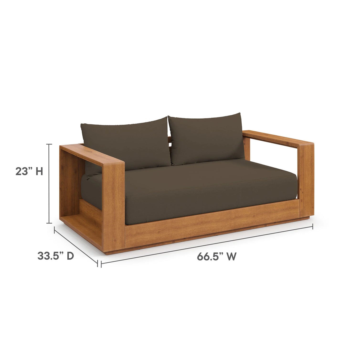 Modway Tahoe Acacia Wood Outdoor Patio Acacia Wood Loveseat in Natural Cocoa