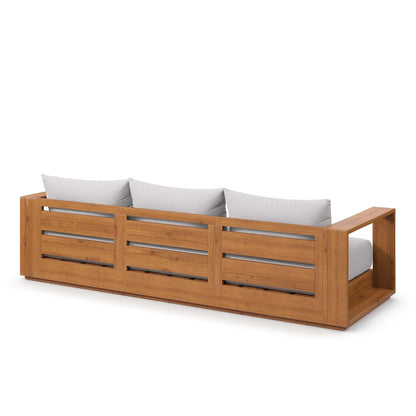 Modway Tahoe Outdoor Patio Acacia Wood Sofa in Natural Light Gray