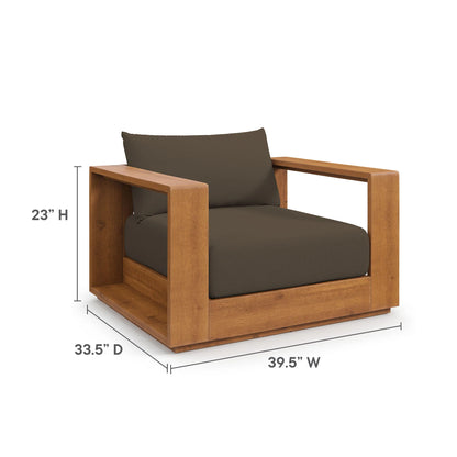 Modway Tahoe 2-Piece Outdoor Patio Acacia Wood Armchair and Ottoman Set in Natural Cocoa