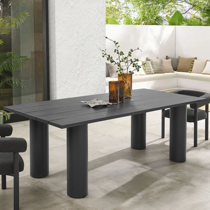 Modway Nautica Outdoor Patio 87" Rectangular Aluminum Dining Table