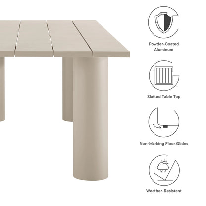 Modway Nautica Outdoor Patio 87" Rectangular Aluminum Dining Table