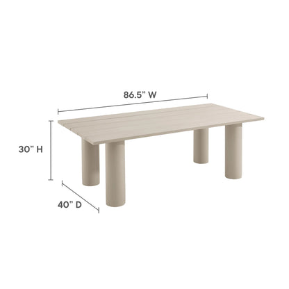 Modway Nautica Outdoor Patio 87" Rectangular Aluminum Dining Table